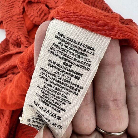 Free People One Wisteria Lattice Orange Lace Dress Size Medium Back Cutouts - Picture 6 of 6